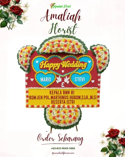 Karangan Papan Bunga Pernikahan di Tirtajaya